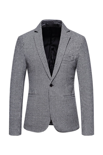 Khaki rutete enknapps blazer for menn